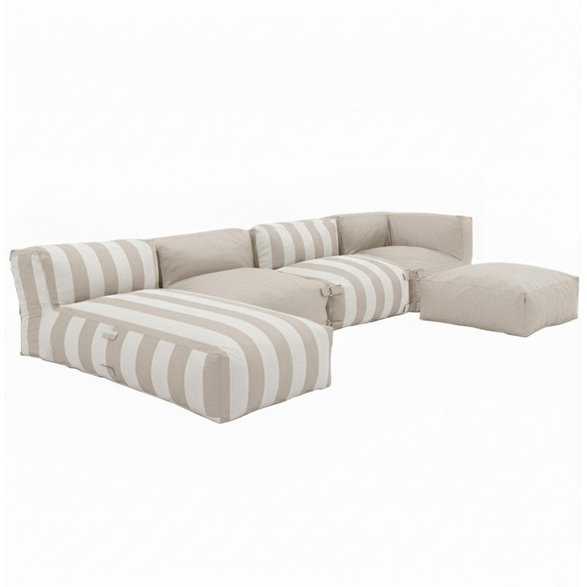GARTENSOFA mit 5 Sitzplätzen, Beigefarbe - Beige, Textil (85/65/160cm) - Oviala