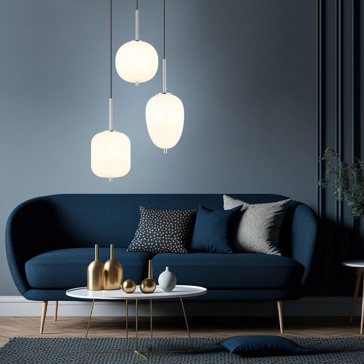 LED PENDELLEUCHTE Metall Silber 3-Flammig - Silberfarben, Glas (46/46/120cm) - Globo Lighting