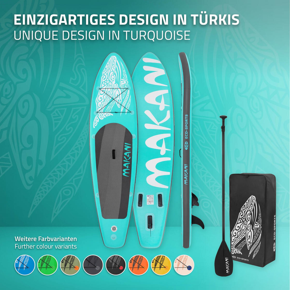 STAND UP PADDLE BOARD Makani Türkis - Türkis, Kunststoff (320/80/15cm) - ECD-Germany