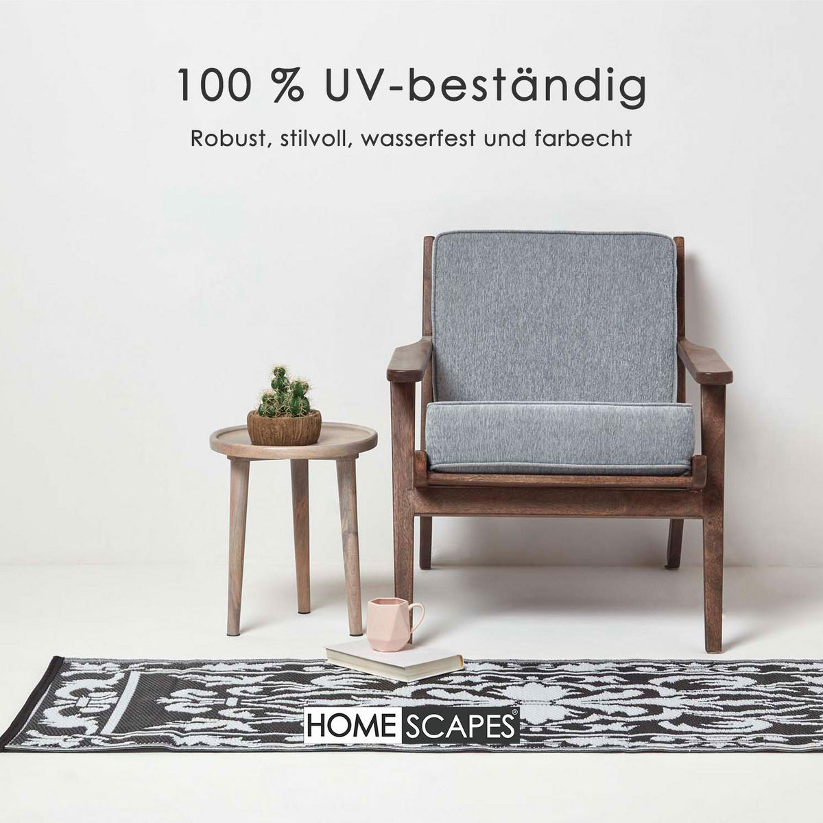 OUTDOORTEPPICH-LÄUFER mit Damast-Muster rund 72/198 cm - Multicolor, Kunststoff (73/198cm) - Homescapes