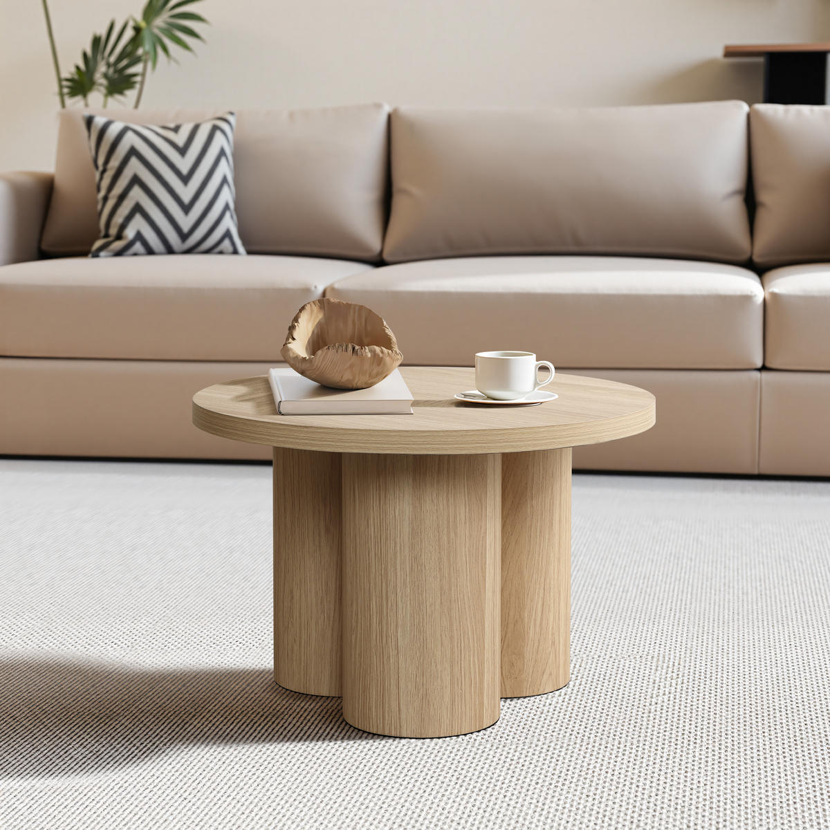 COUCHTISCH Rund in Naturholzoptik, Holz | Ø60 x H40 cm - Braun, Holzwerkstoff (60/60/40cm) - Hometopia