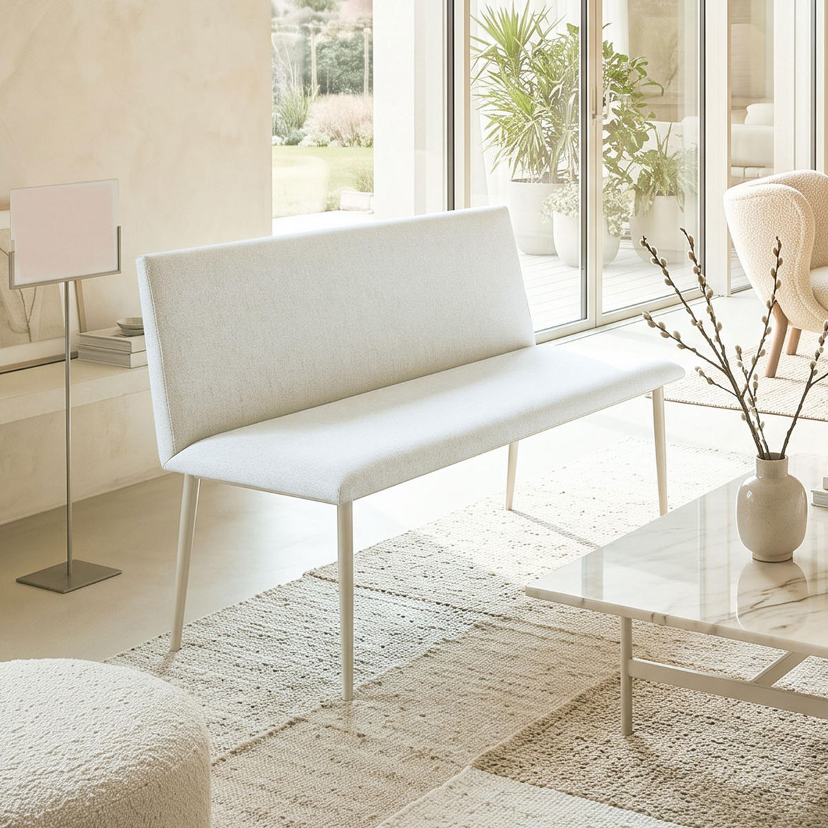 SITZBANK Creme 120.0/61.5/85.0 cm - Creme, Textil (61.5/85/120cm)
