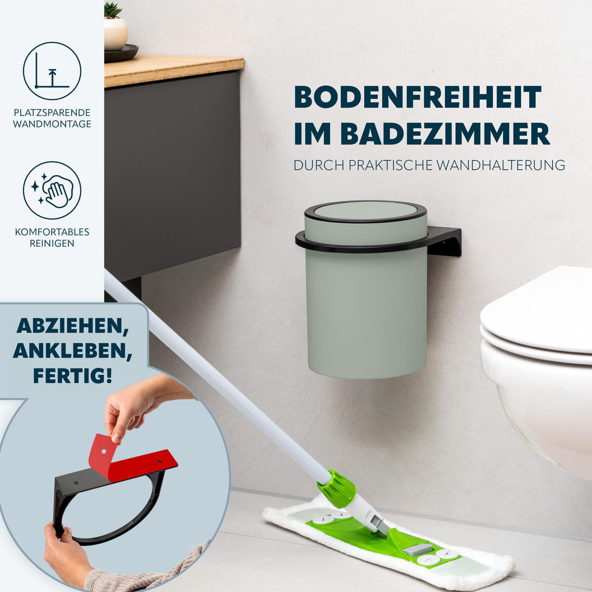 KOSMETIKEIMER SAVONA,5 Liter, salbei - Salbeigrün, Kunststoff (22/24.5/22.5cm) - bremermann