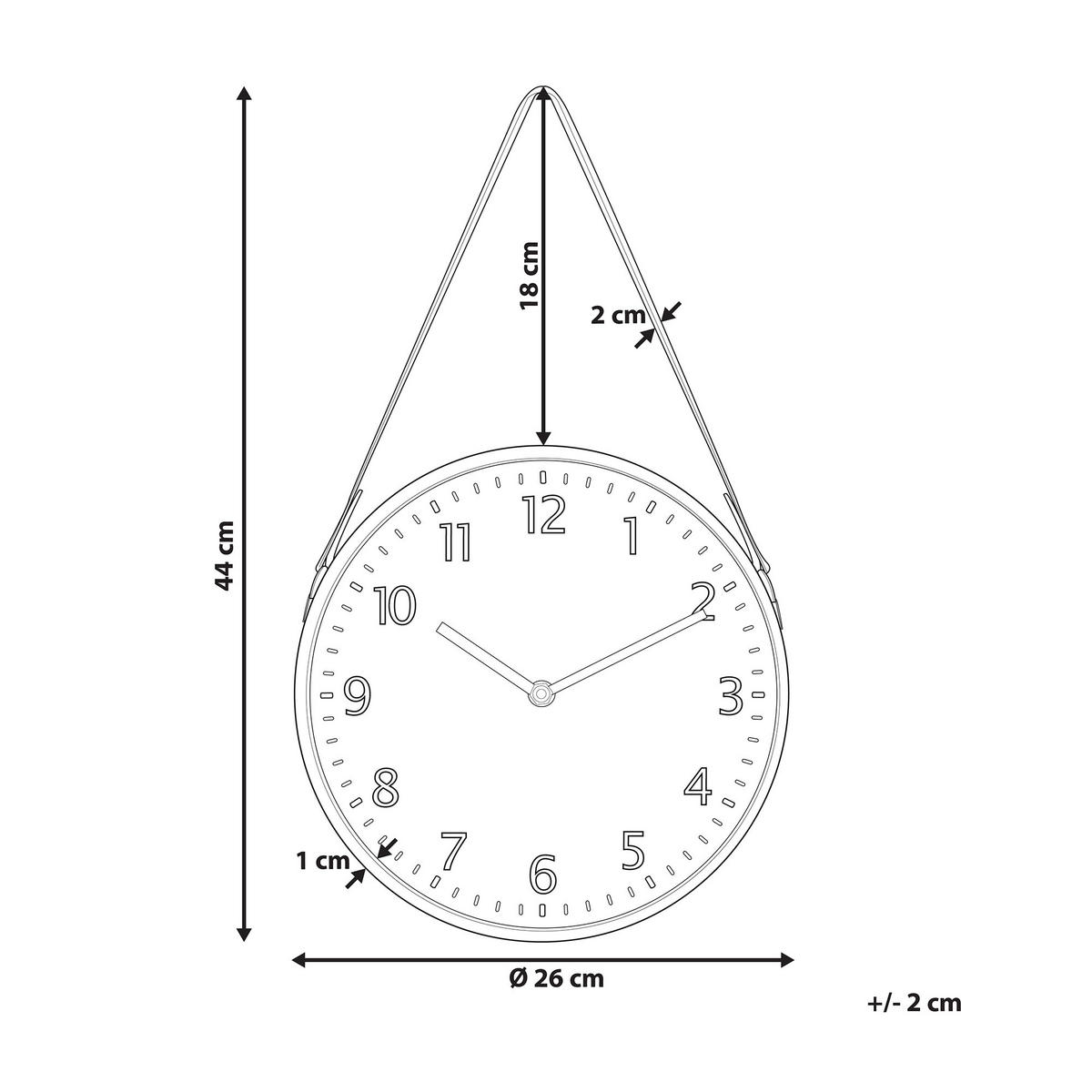 WANDUHR dunkler holzfarbton Renens - Dunkelbraun, Holzwerkstoff (26/44/6cm) - Beliani
