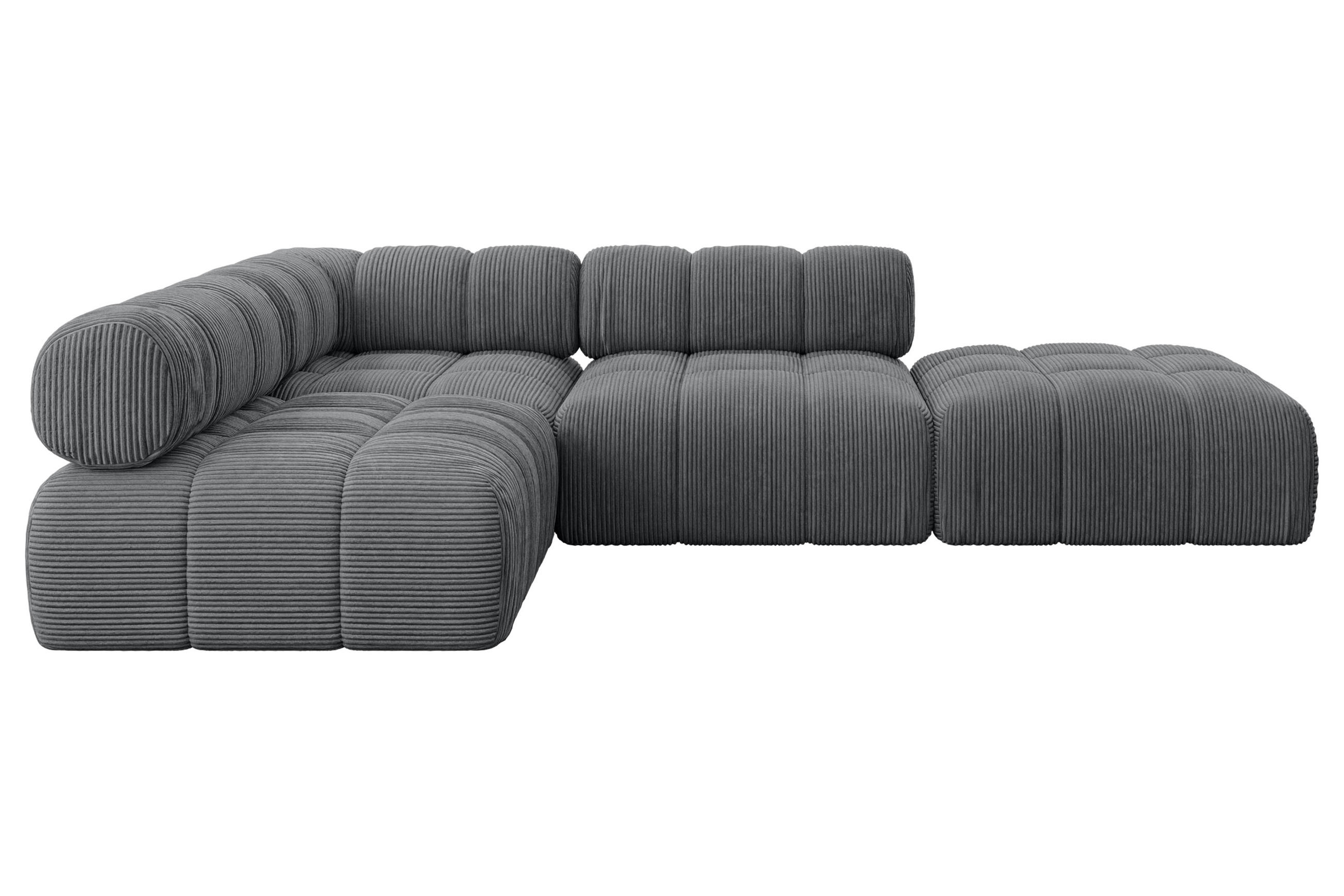 ECKSOFA modulares Sofa Favio-L1 - 285x190x70 cm Dunkelgrau Cord - Dunkelgrau, Holzwerkstoff/Textil (285/190cm) - ALTDECOR