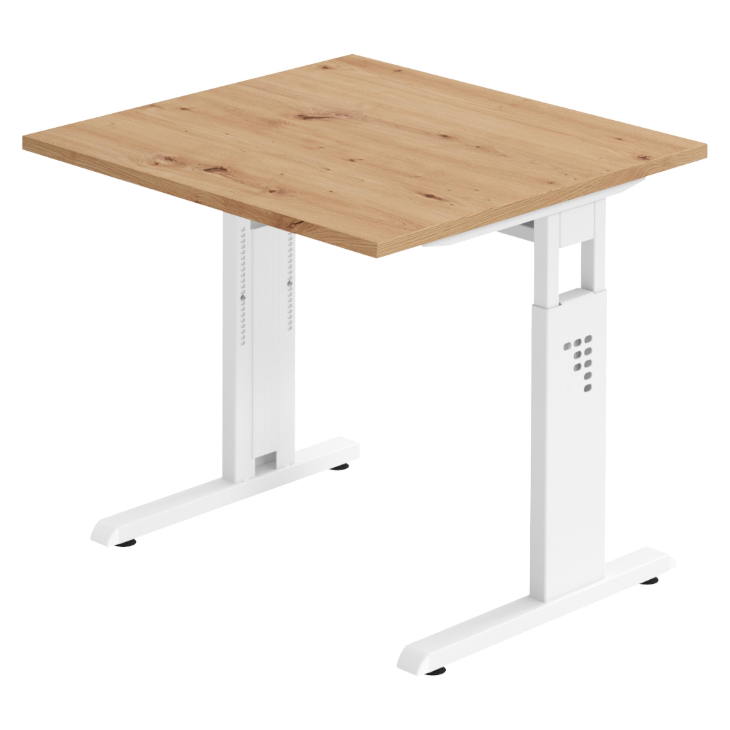 SCHREIBTISCH Serie-O 80/80/74 cm in Wildeiche/Weiß - Wildeiche/Weiß, Holzwerkstoff (80/80/74cm) - bümö