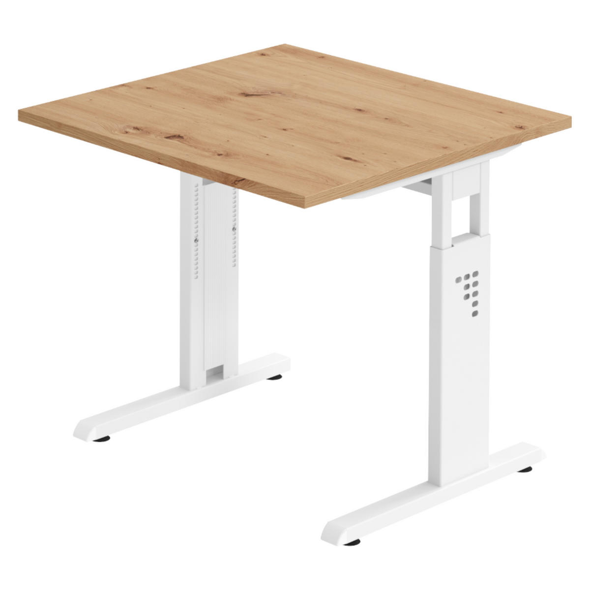 SCHREIBTISCH Serie-O 80/80/74 cm in Wildeiche/Weiß - Wildeiche/Weiß, Holzwerkstoff (80/80/74cm) - bümö