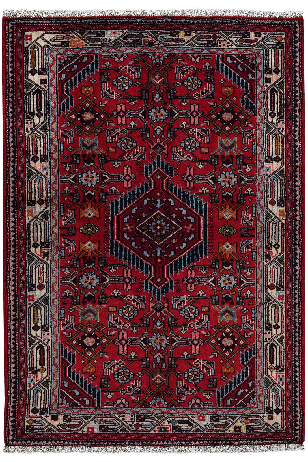 ORIENTTEPPICH handgeknüpft Assadabad Rot 148/102 cm Schurwolle - Rot, Textil (102/148cm) - Looma