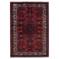 ORIENTTEPPICH handgeknüpft Assadabad Rot 148/102 cm Schurwolle - Rot, Textil (102/148cm) - Looma