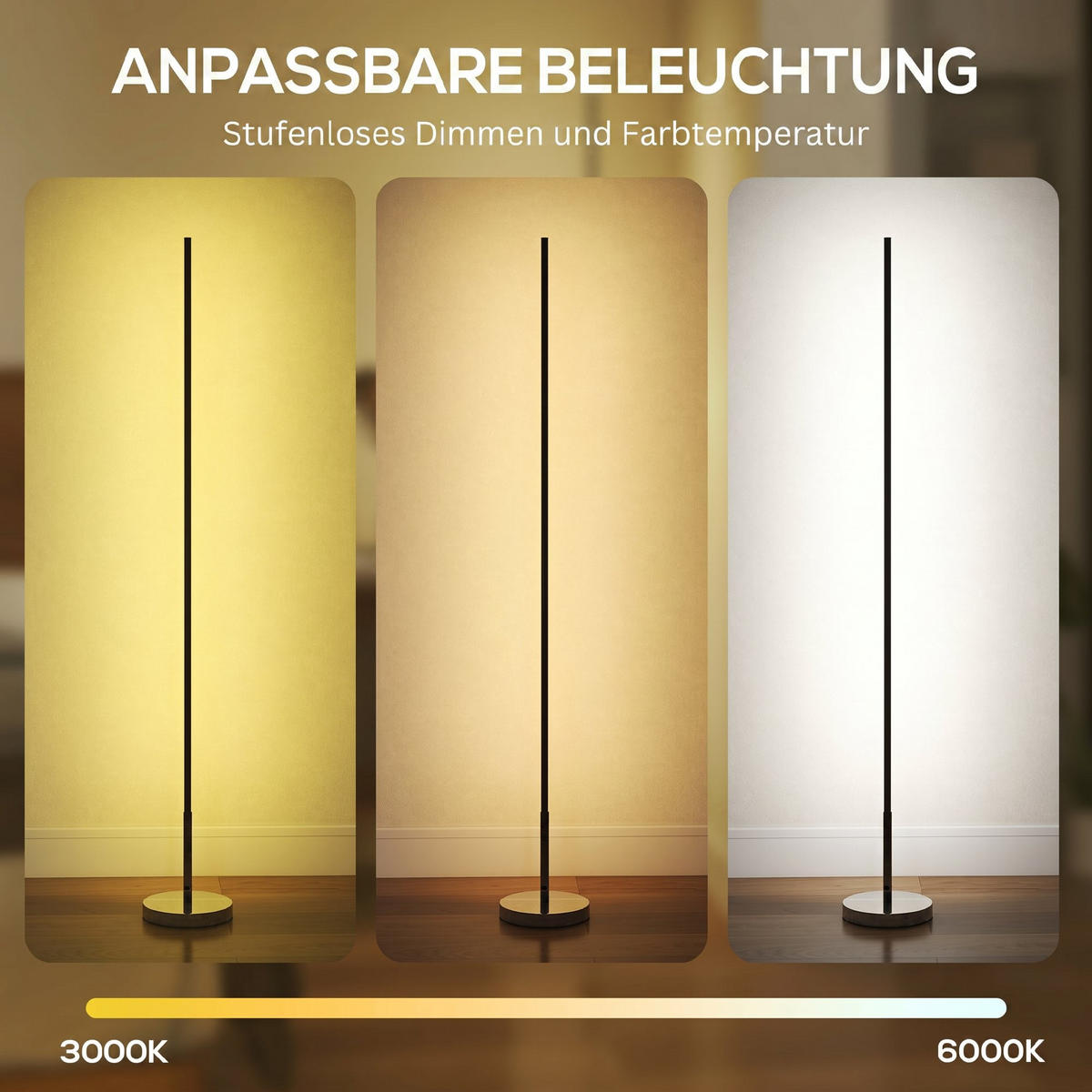 STEHLAMPE Stahl, Aluminium Silber - Silberfarben, Metall (20/20/150cm) - HOMCOM