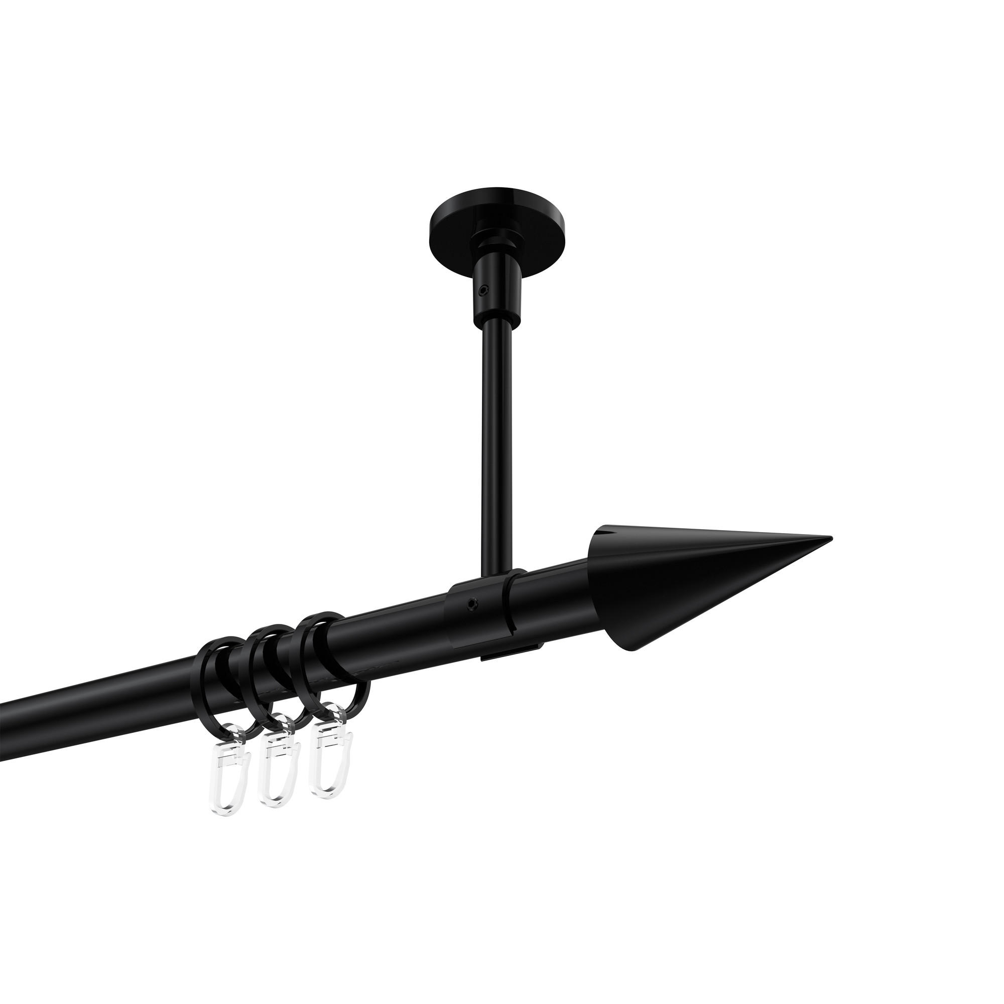 GARDINENSTANGE Sonette Savio 480 cm (geteilt in 3 x 160 cm), 1-läufig, 20 mm Ø Schwarz - Schwarz, Metall (480cm) - INTERDECO