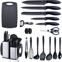 KÜCHENMESSERSET 18-teiliges Set Schwarz - Schwarz, Metall