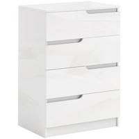 KOMMODE Beistellschrank mit 4 Schubladen, Hochglanzweiß 60 x 40 x 85cm - Weiß, Holzwerkstoff (60/85/40cm) - HOMCOM
