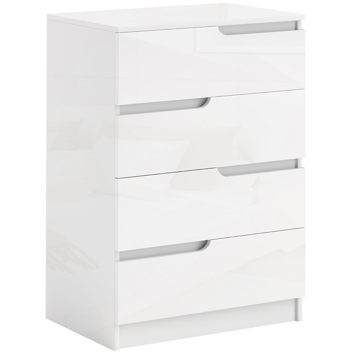 KOMMODE Beistellschrank mit 4 Schubladen, Hochglanzweiß 60 x 40 x 85cm - Weiß, Holzwerkstoff (60/85/40cm) - HOMCOM