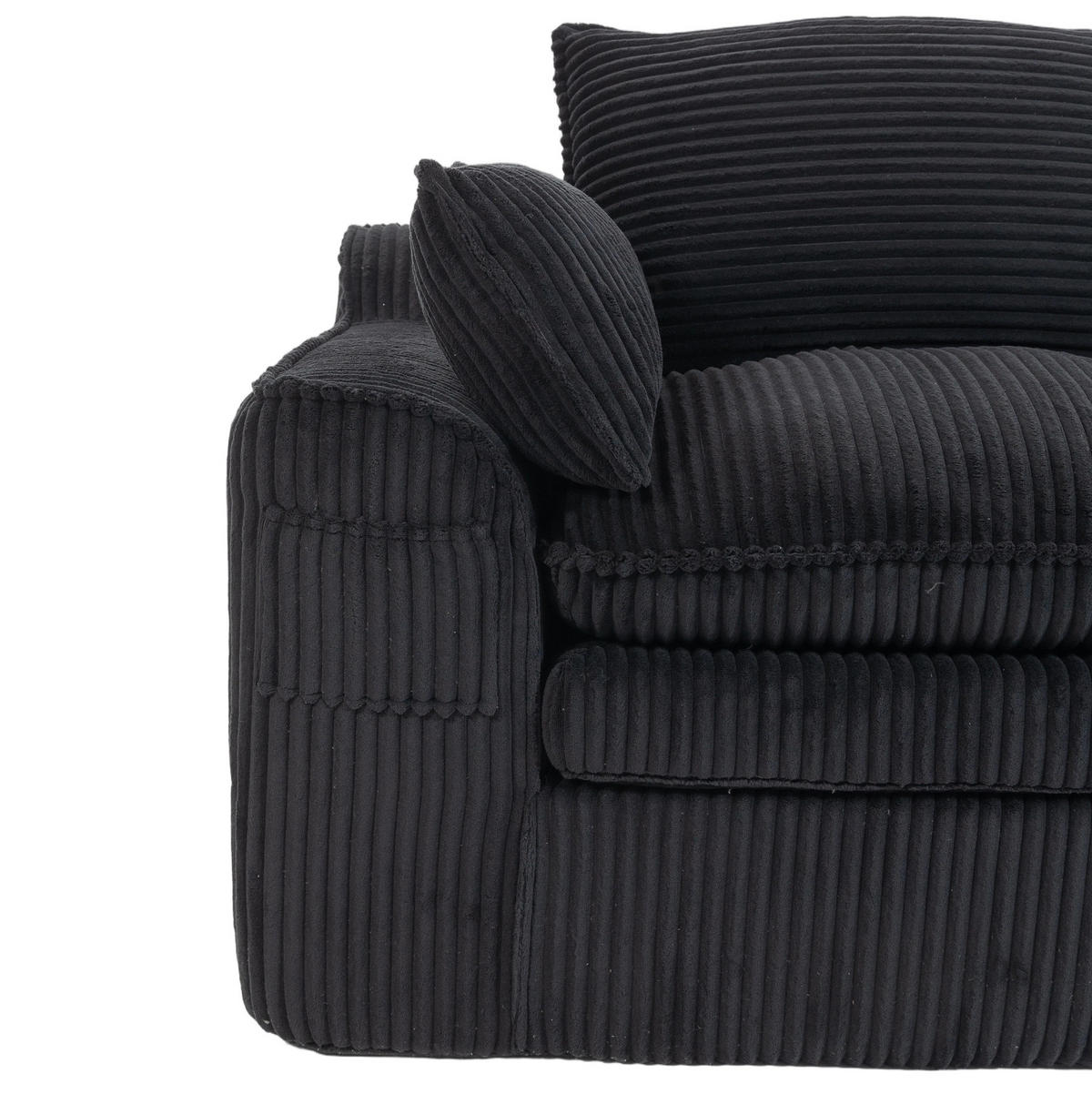 SOFA 2-Sitzer mit Seitentaschen 191 x 94 x 85 cm Cord Schwarz - Schwarz, Kunststoff (94/85/191cm) - Meubliv