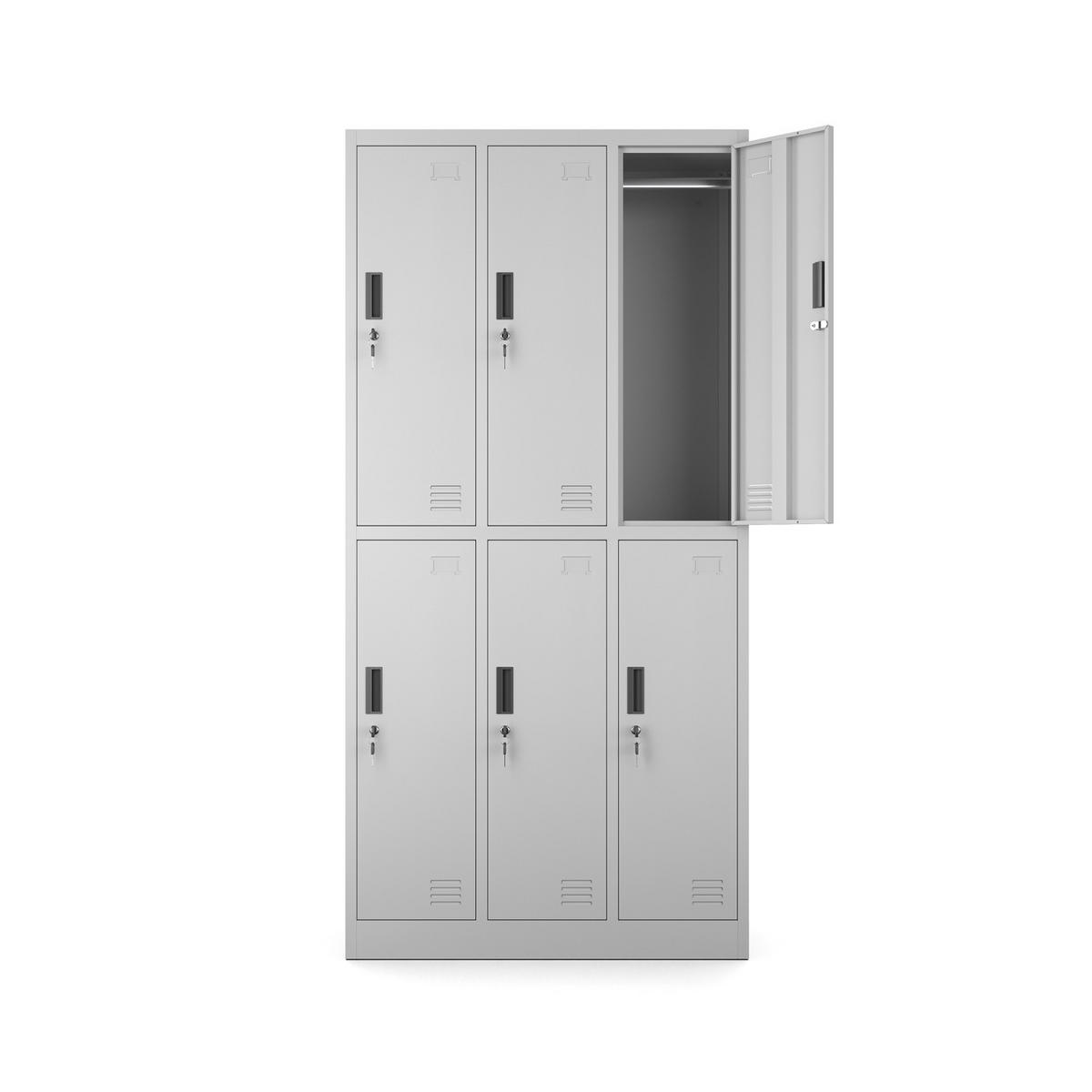 MEHRZWECKSCHRANK mit 6 Fächer Hellgrau Stahl 90x185x45cm - Hellgrau, Metall (90/185/45cm) - Muralo