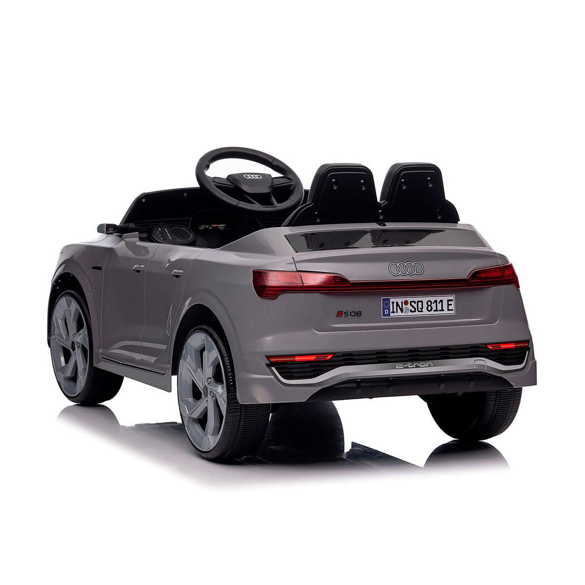 ELEKTROAUTO SUV Audi SQ8 grau Fernbedienung Doppelmotorantrieb Gurt - Grau, Kunststoff (98/58/43cm) - Chipolino