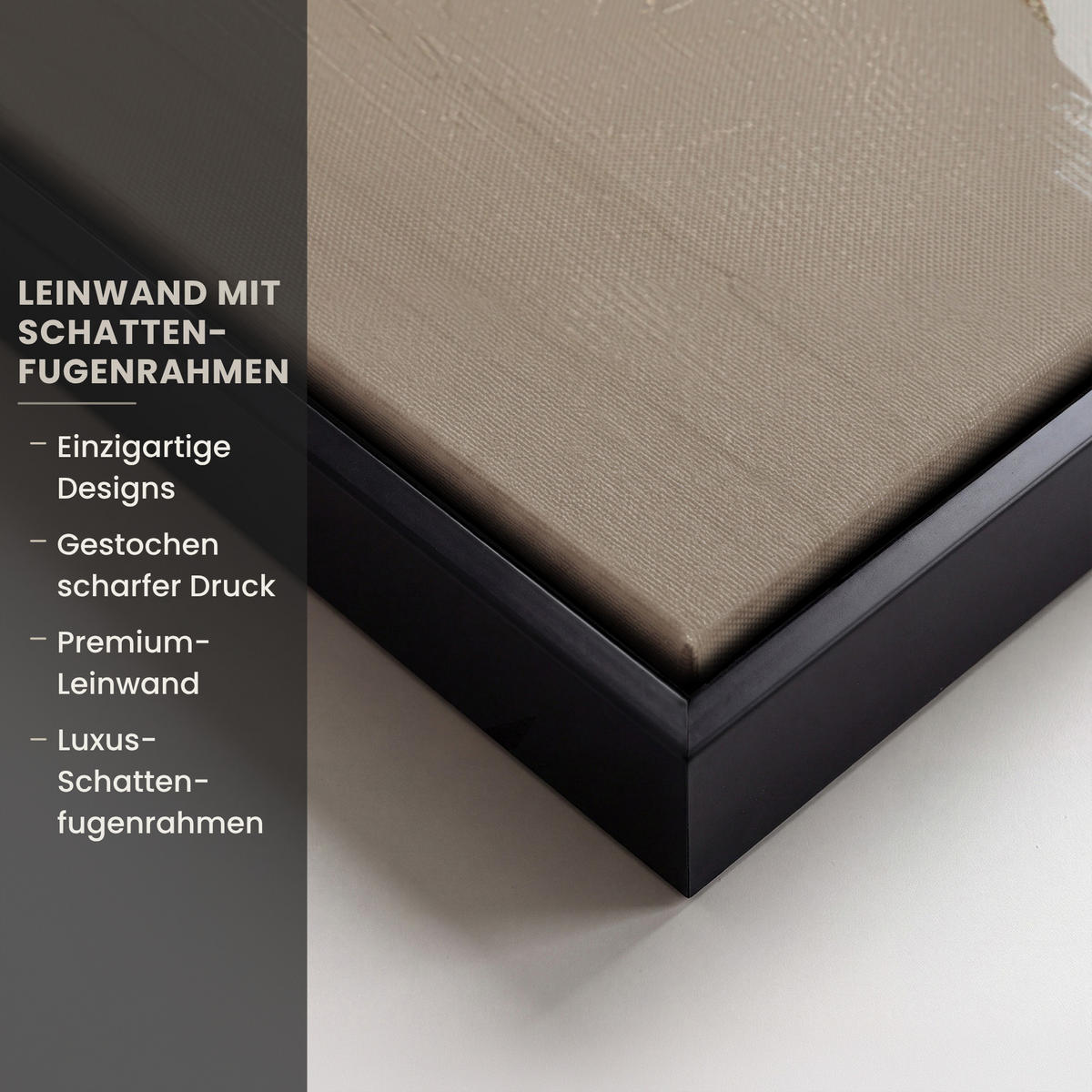 LEINWAND Bilder mit Rahmen - Gesicht - Frau - Blätter - Gold - 90x90 - Beige, Textil (90/90cm) - MuchoWow