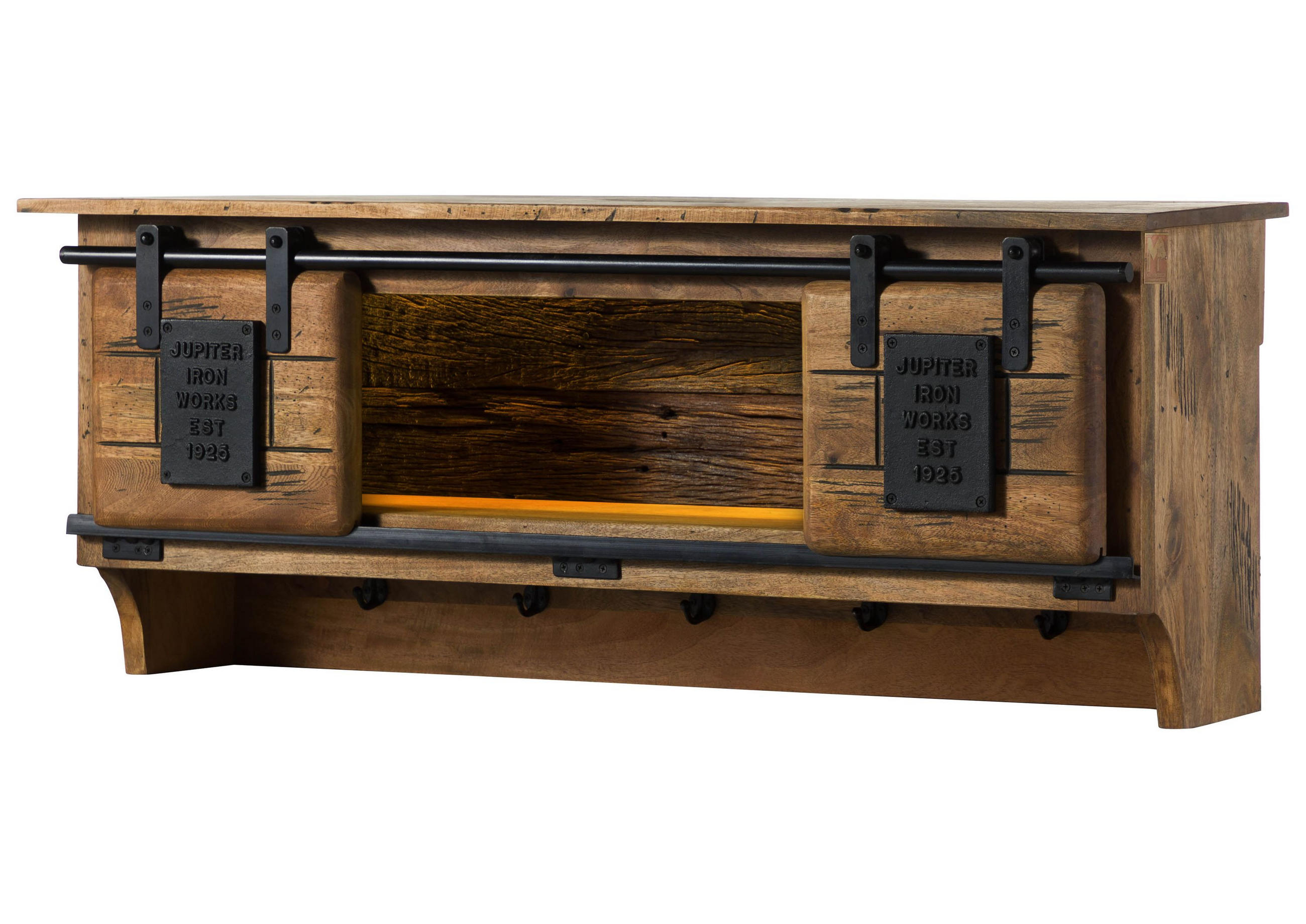 WANDREGAL Mango / Altholz 115x30x45 natur lackiert RAILWAY LUX #150 - Naturfarben, Holz (115/45/30cm) - Massivmoebel24