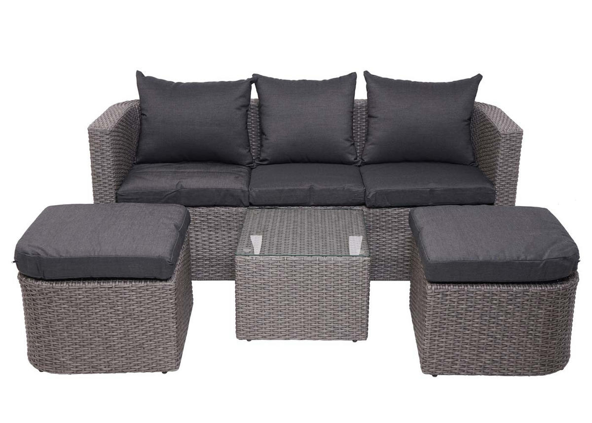 LOUNGE-SET Grau, Anthrazit - Anthrazit/Grau, Holz - MCW