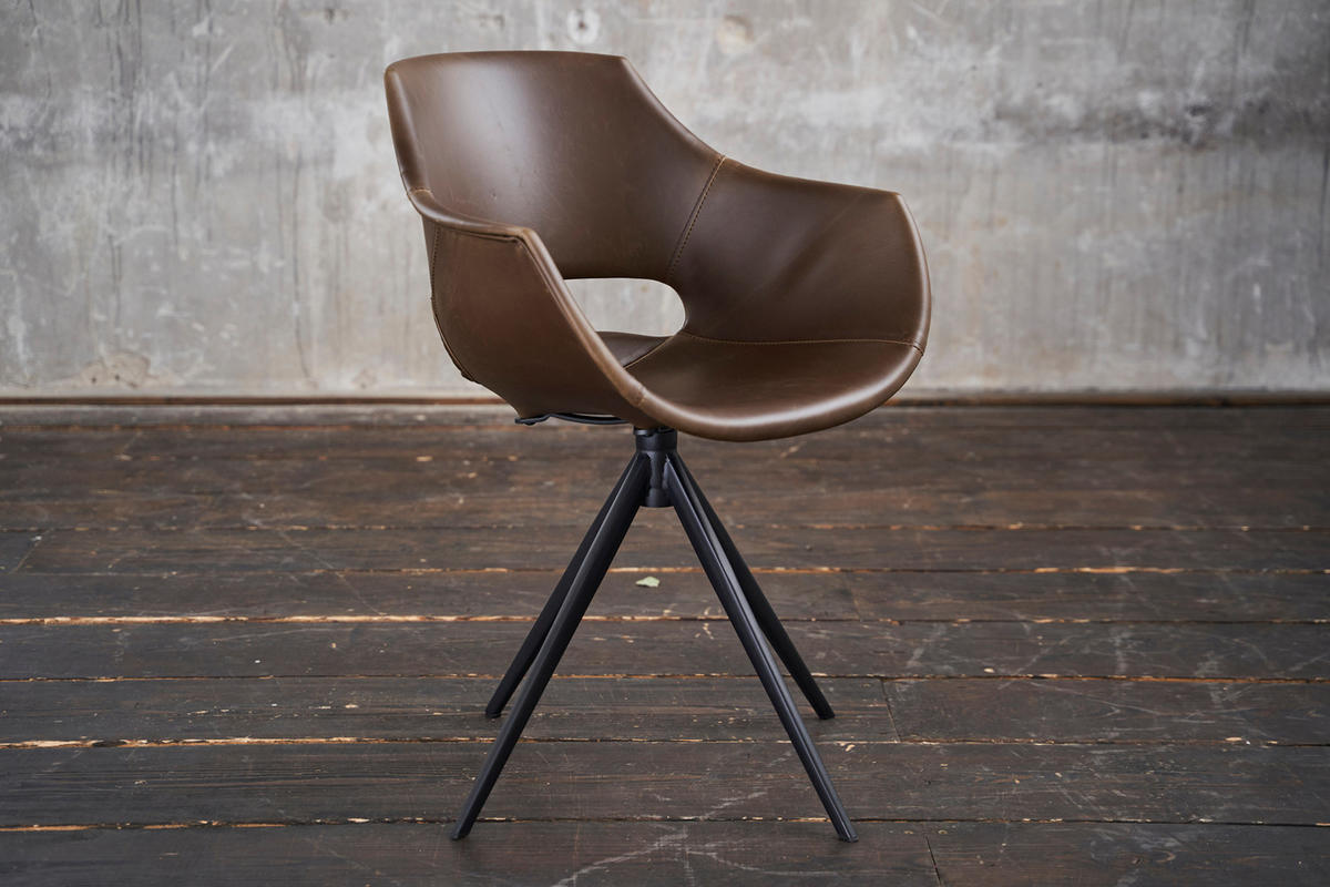 DREHSTUHL ZAJA Dunkelbraun Kunstleder - Dunkelbraun, Leder (57/85/59cm) - KAWOLA