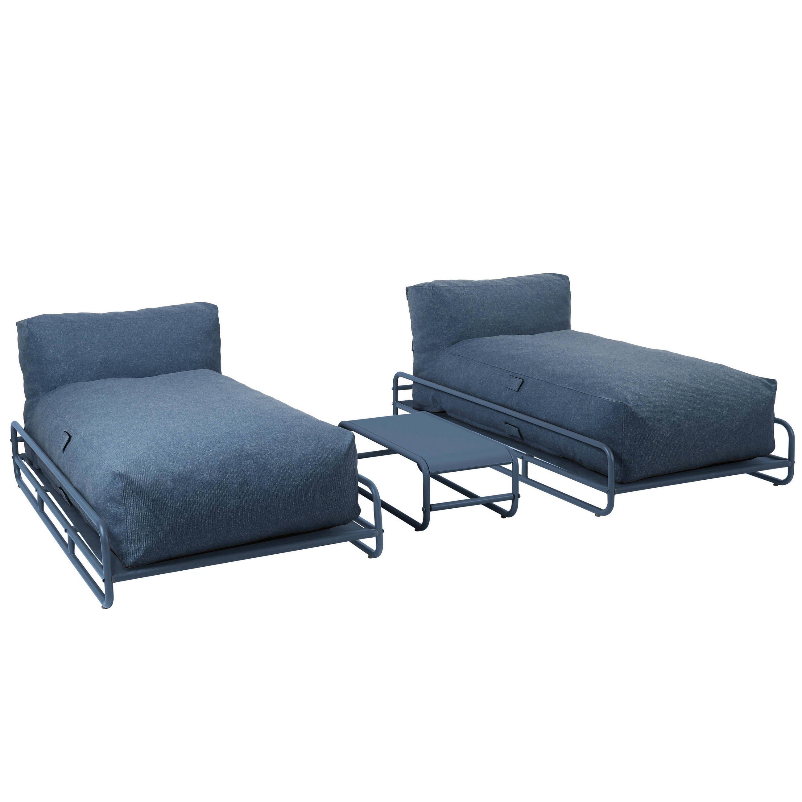 GARTENMÖBEL modularer Mixi 2er-Set, pazifikblau - Blau, Textil - Oviala