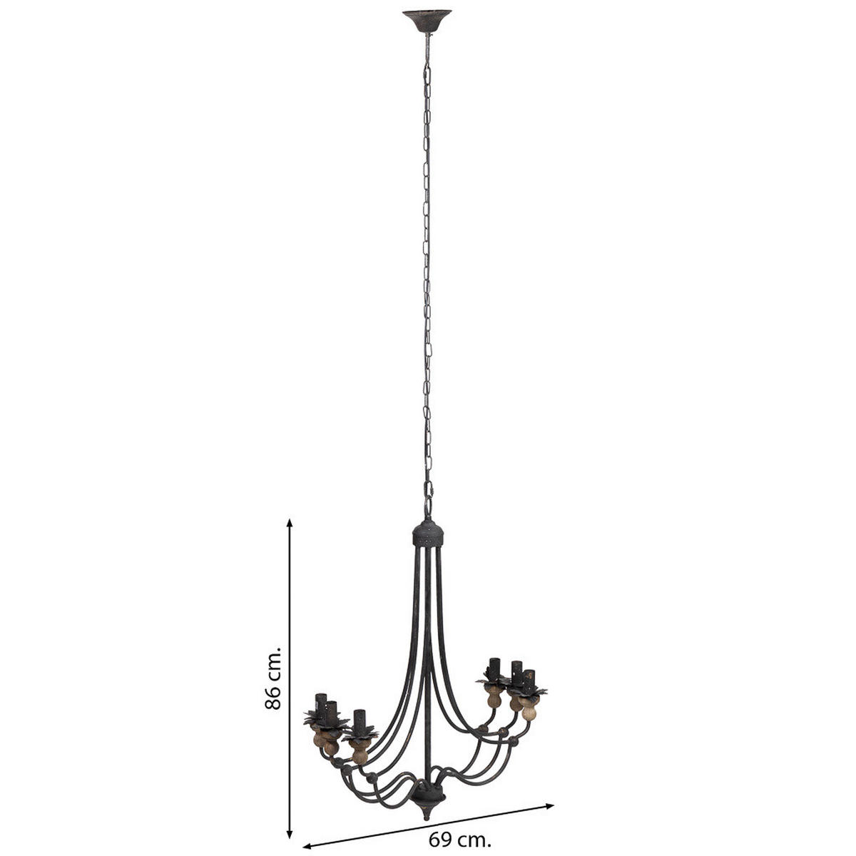 HÄNGELEUCHTE aus Metall D69x86 Cm - Schwarz, Metall (69/69/86cm) - Wanderlust