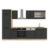 KÜCHENZEILE R-Line Anthrazit Landhaus/Goldkraft Eiche 300 cm , AP Eiche - Honigeiche/Anthrazit, Holzwerkstoff (300/81.6/60cm) - Vicco