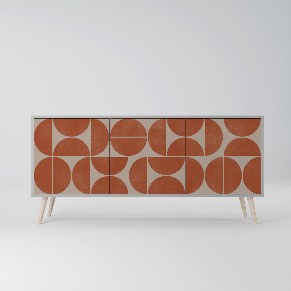 SIDEBOARD REPETITION COMPULSION, Eicheneffekt, 164,5x42x77,5 cm, 3 Türen - Eichefarben/Buchefarben, Holzwerkstoff/Buchenholz (164.5/77.5/42cm) - SpaceRebels
