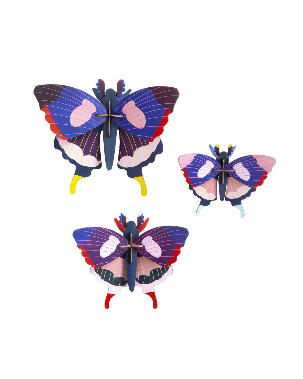 WANDDEKO Kühnes Faltersset 19/9 cm - Blau/Multicolor, Wellpappe (19/9/15cm) - KUNSTLOFT