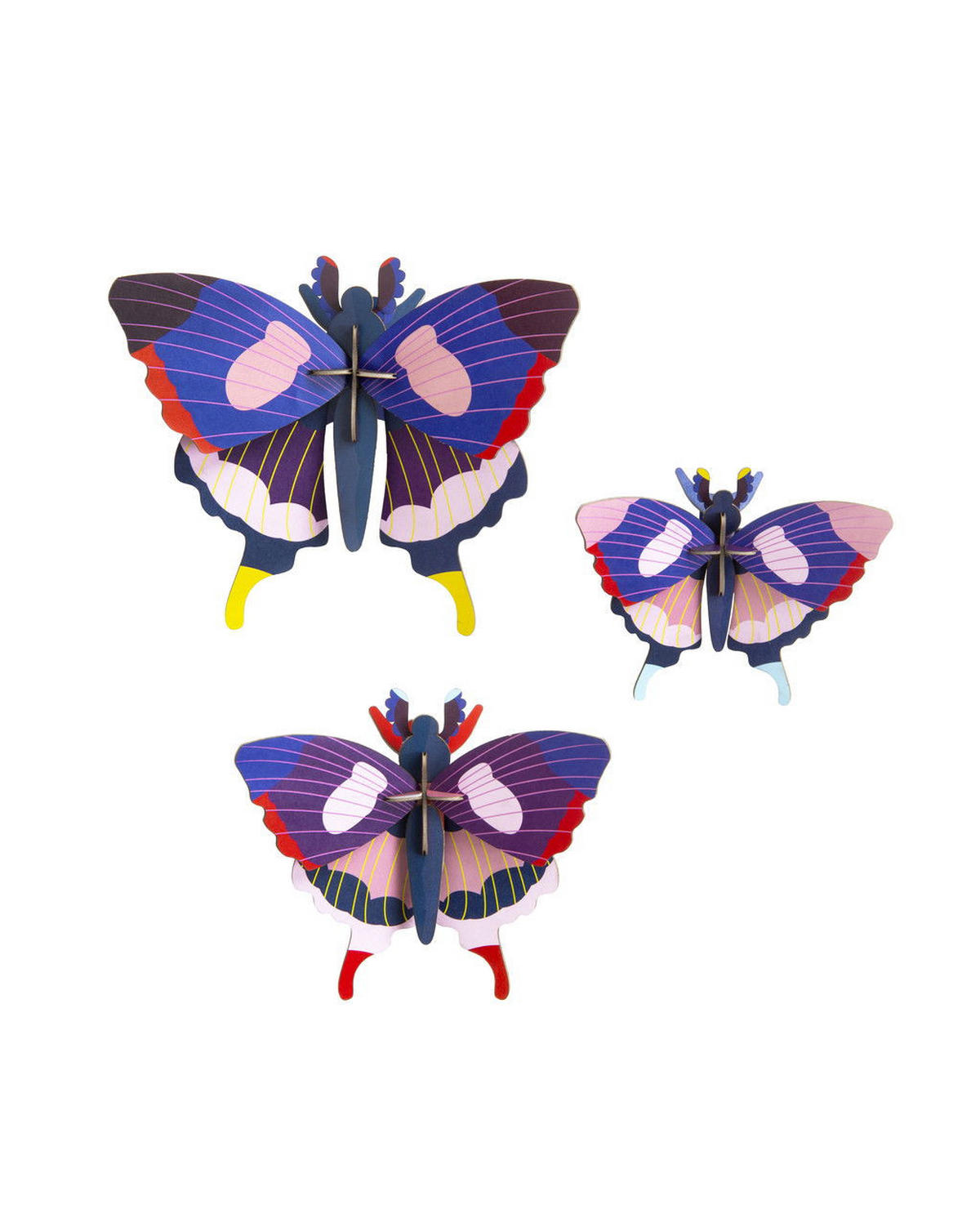 WANDDEKO Kühnes Faltersset 19/9 cm - Blau/Multicolor, Wellpappe (19/9/15cm) - KUNSTLOFT
