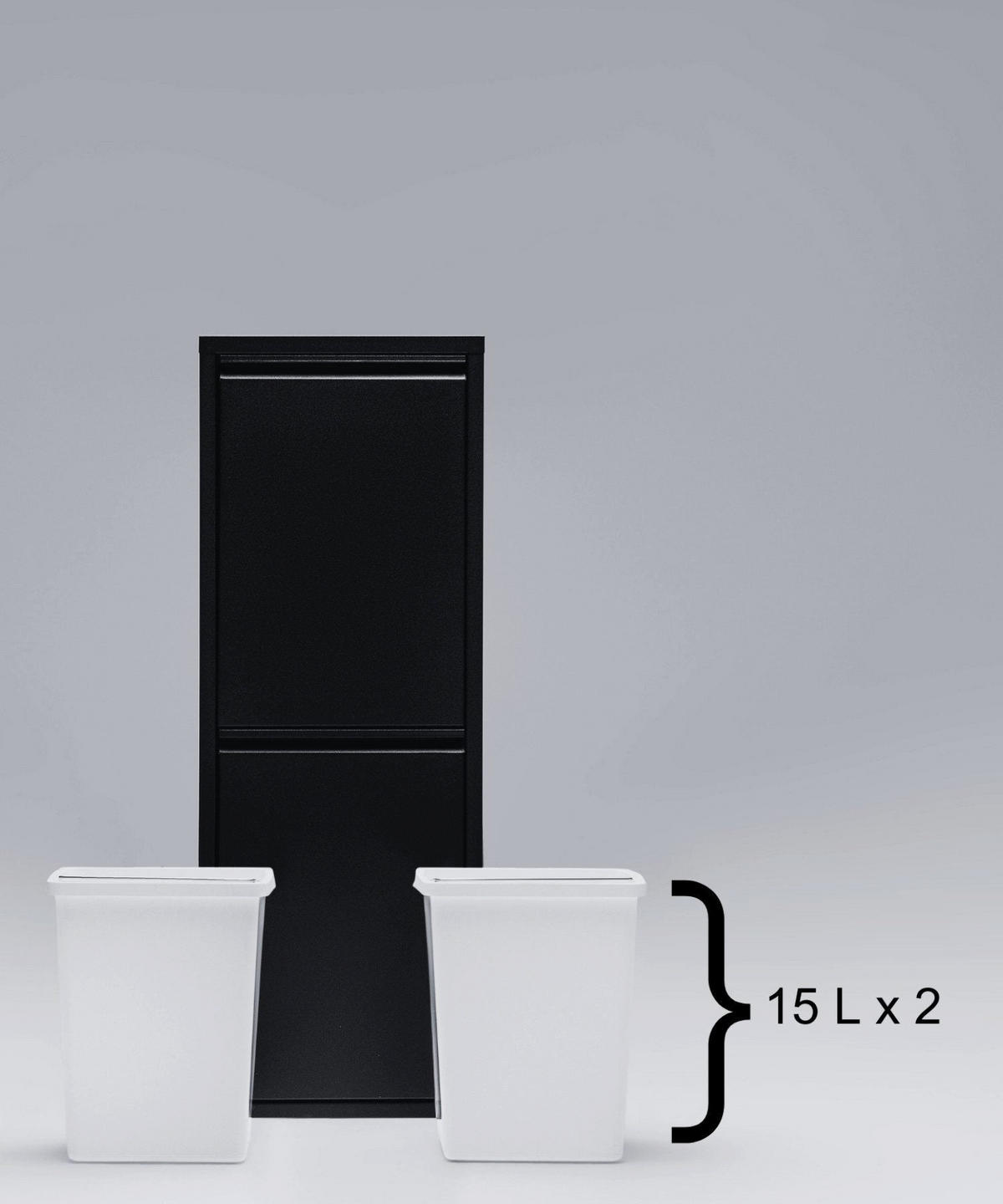 MÜLLEIMER 2 Fach Schwarz Mülltrennsystem aus Metall - Schwarz, Metall (33/92/25cm) - Gowoll