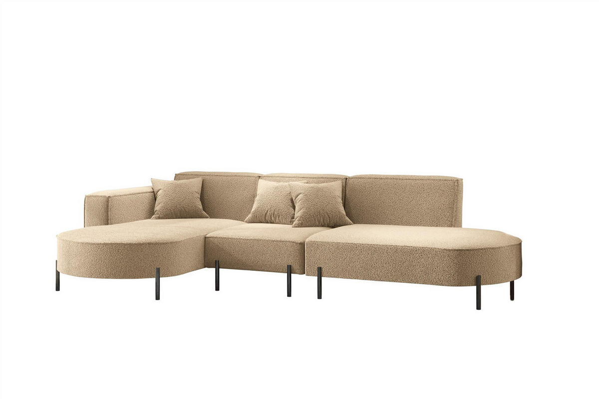 ECKSOFA Valencia - Hellbraun, Holzwerkstoff/Textil (321/165cm) - Fun Möbel