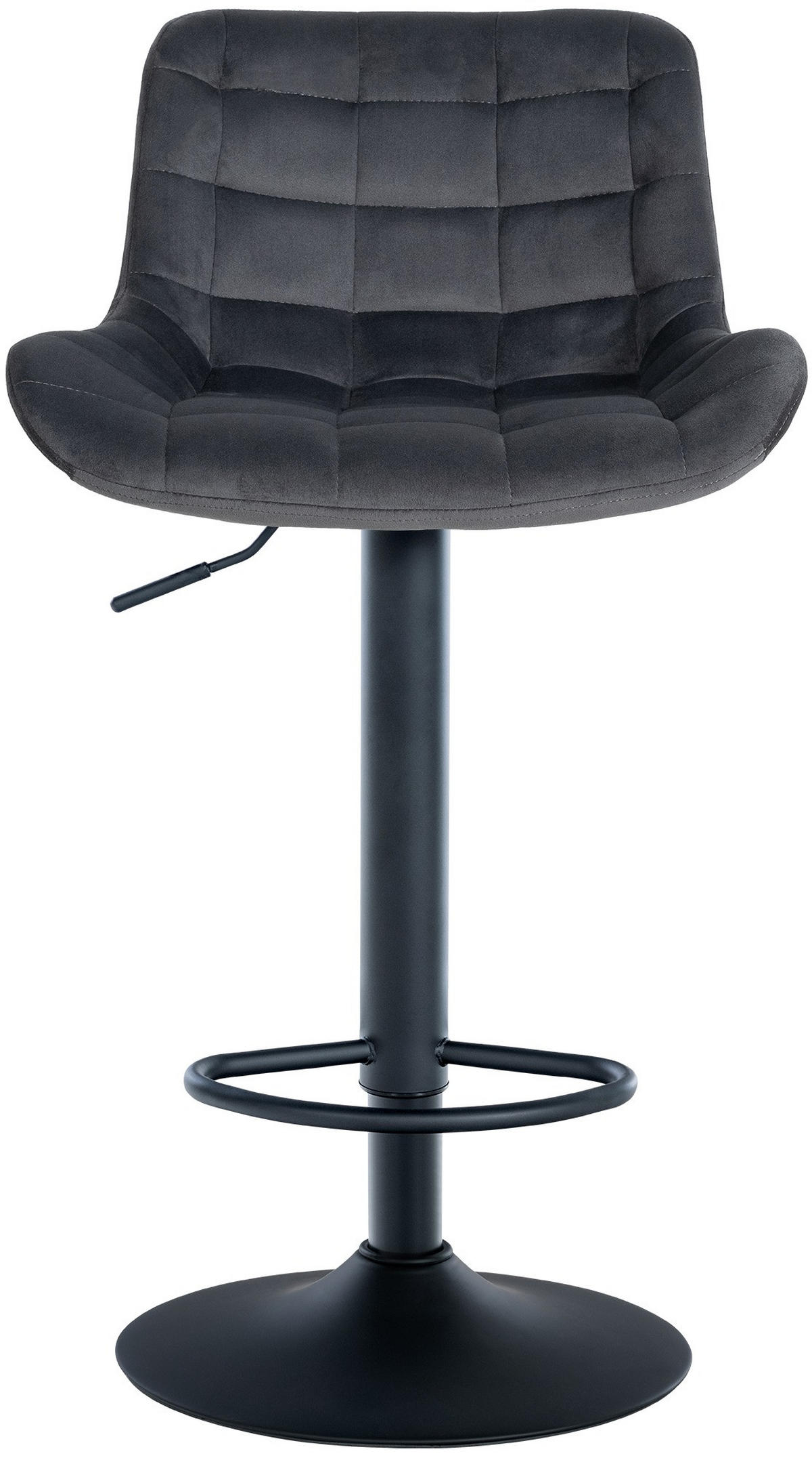 BARHOCKER 2er Set Samt dunkelgrau - Dunkelgrau/Schwarz, Textil/Metall (48/81/54cm) - CLP