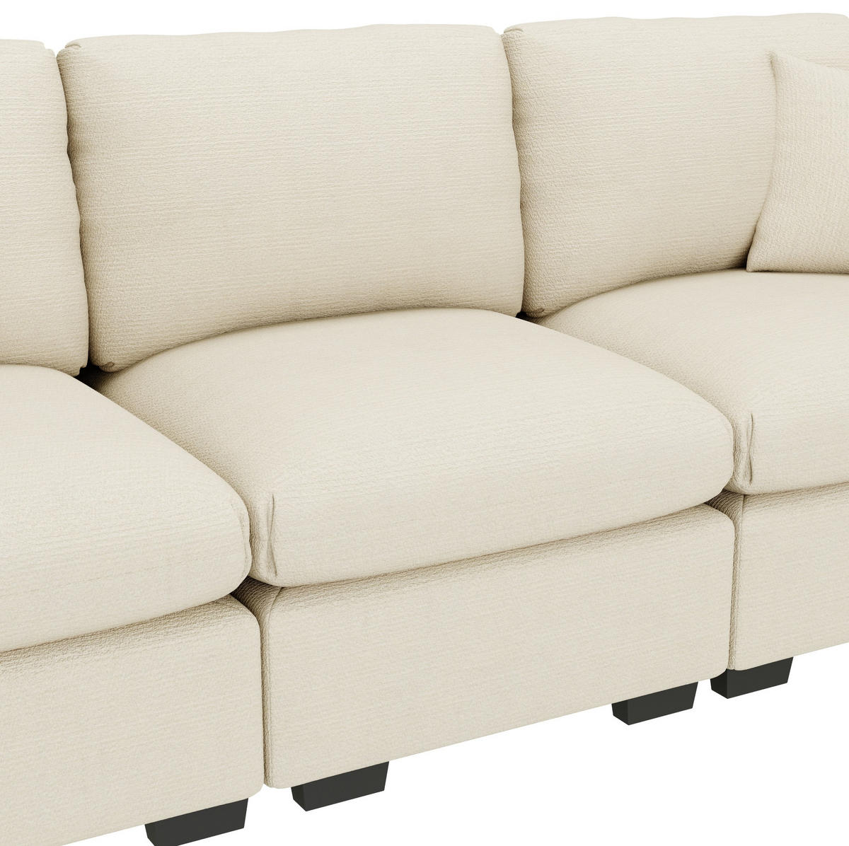 SOFA 3-Sitzer mit Klapptisch USB und Stauraum Chenille Beige - Beige, Kunststoff (242/88/80cm) - Meubliv
