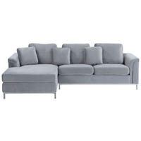 ECKSOFA Samtstoff Grau linksseitig Oslo - Grau, Textil (270/151cm) - Beliani