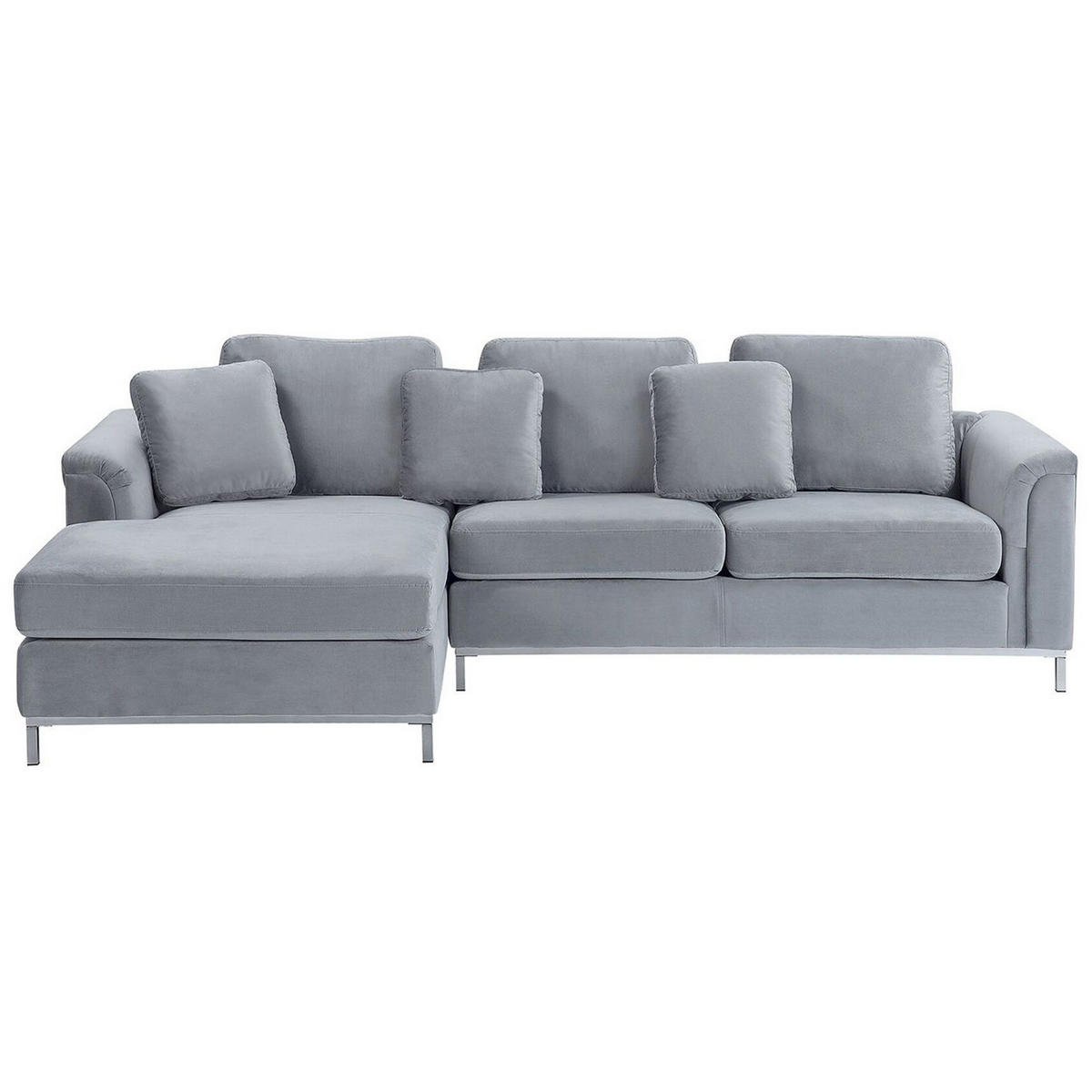 ECKSOFA Samtstoff Grau linksseitig Oslo - Grau, Textil (270/151cm) - Beliani