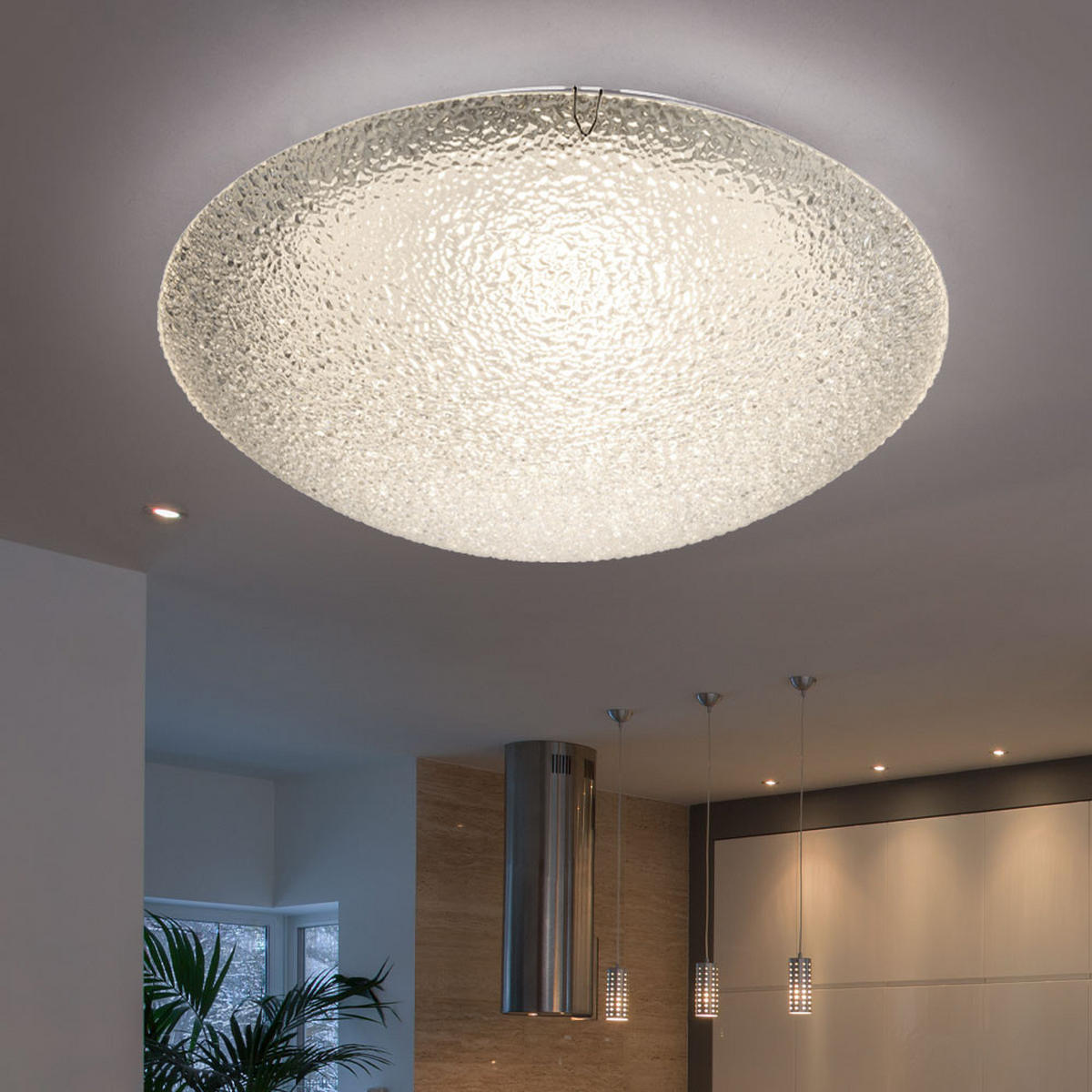 LED DECKENLEUCHTE TRIA I Weiß Glas geeist - Weiß, Glas (30/30/10cm) - Globo Lighting