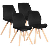 STUHL 4er Set Samt schwarz - Eukalyptusholzfarben/Schwarz, Holz/Textil (49/87/58cm) - CLP