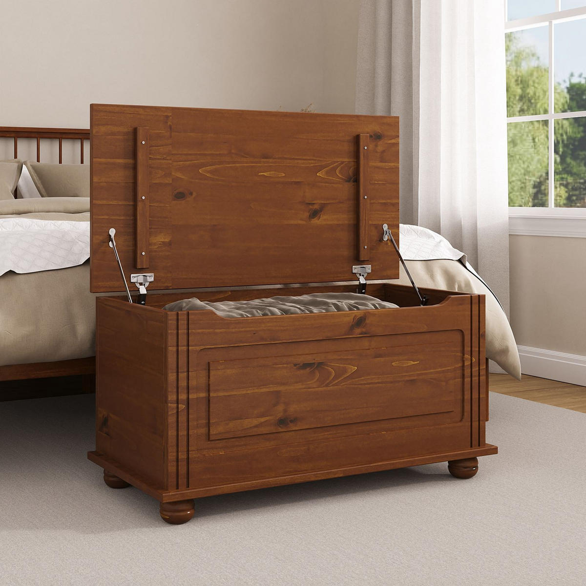 SITZTRUHE BRISTOL Kastanie - Kastanienfarben, Holz (85/45/43cm) - IDIMEX