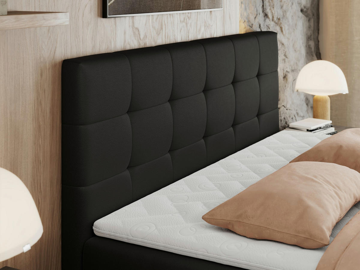 BOXBETT CENTO 140/200 Schwarz Kunstleder - H3 - Schwarz, Holz/Textil (140/200cm) - MKS