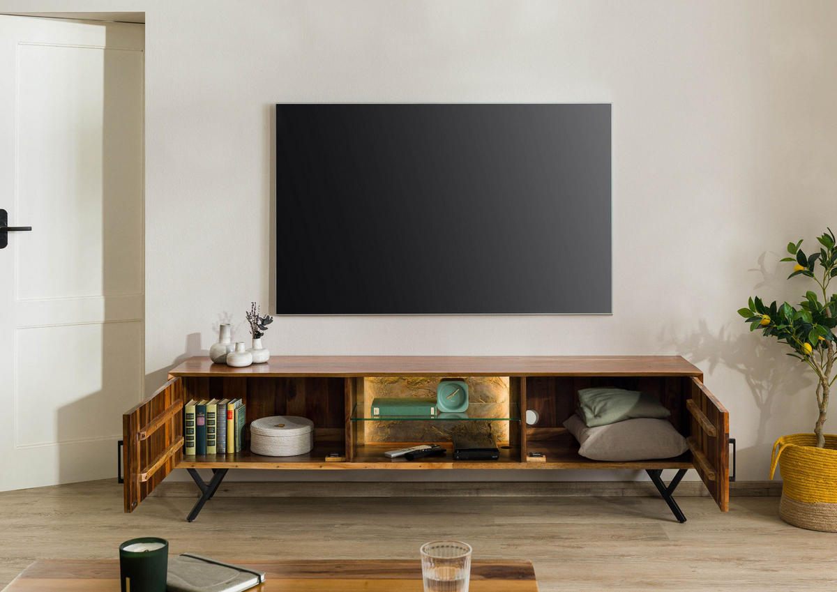 TV-BOARD Altholz 200x40x56 natur lackiert AVIGNON #101 - Naturfarben, Holz (200/56/40cm) - Massivmoebel24