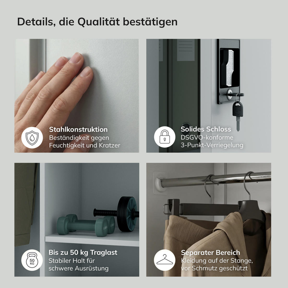 MEHRZWECKSCHRANK DAWID - Grau, Metall (90/185/45cm) - Jan Nowak