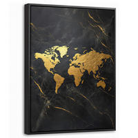 LEINWAND Bilder mit Rahmen - Weltkarte - Gold - Marmor - 30x40 - Goldfarben, Textil (30/40cm) - MuchoWow