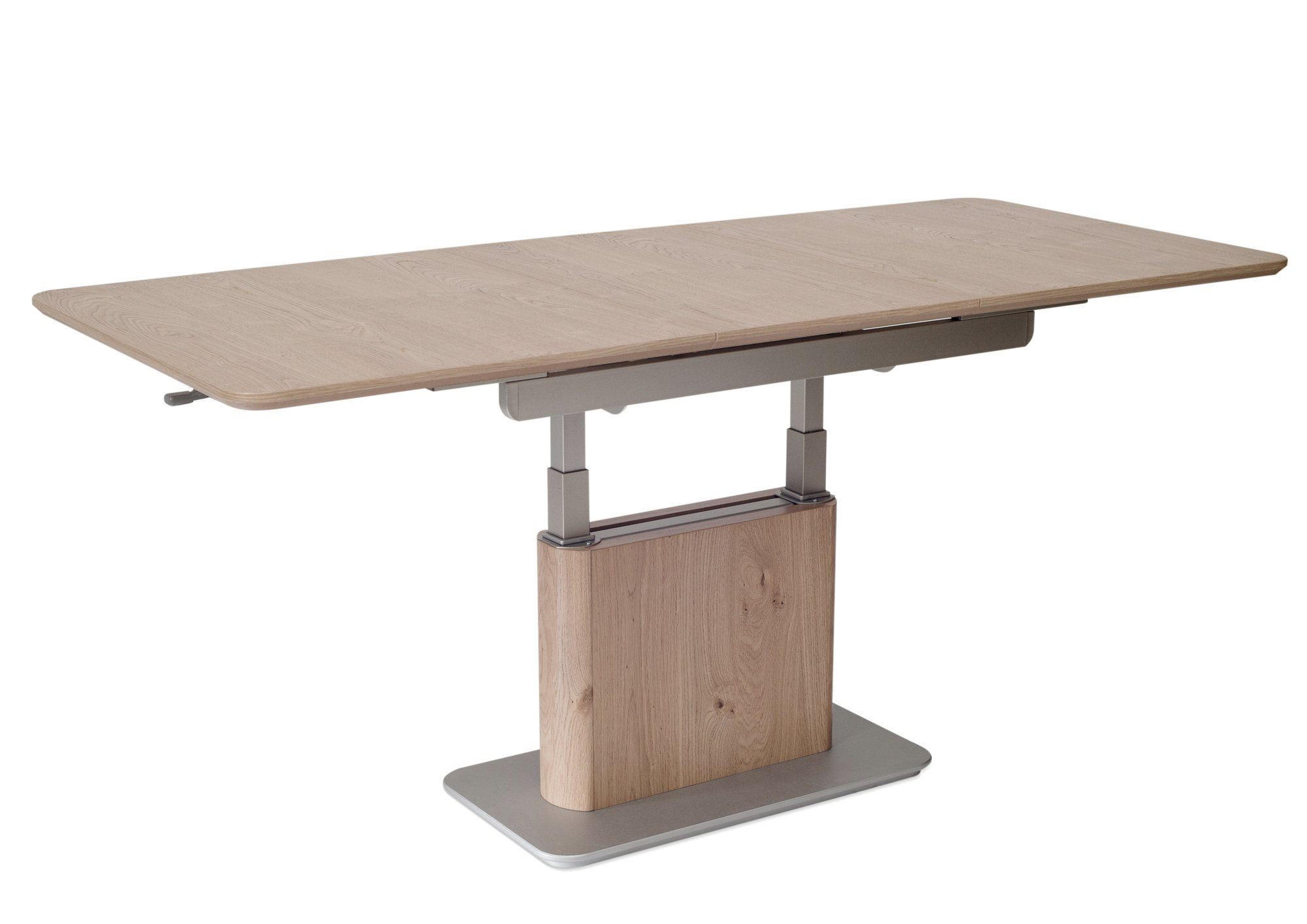 FUNKTIONSTISCH Caryn höhenverstellbar und ausziehbar 120x70x54 Couchtisch massiv Wildeiche Bianco - Braun, Holz (120/70/54cm) - 58aufmkessel