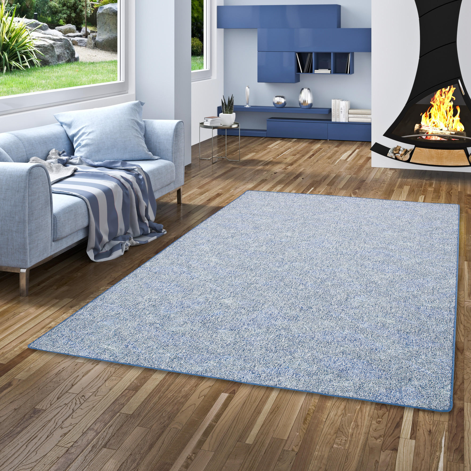 SCHLINGENTEPPICH MEMORY MELIERT - Blau, Textil (200/250cm) - Snapstyle