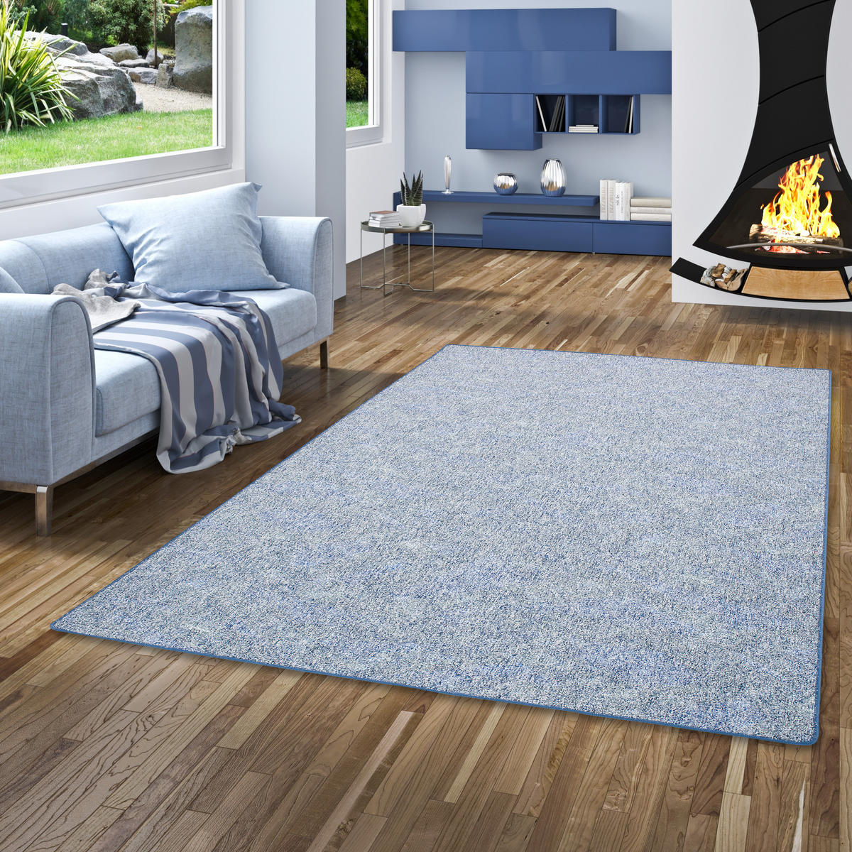 SCHLINGENTEPPICH MEMORY MELIERT - Blau, Textil (200/300cm) - Snapstyle