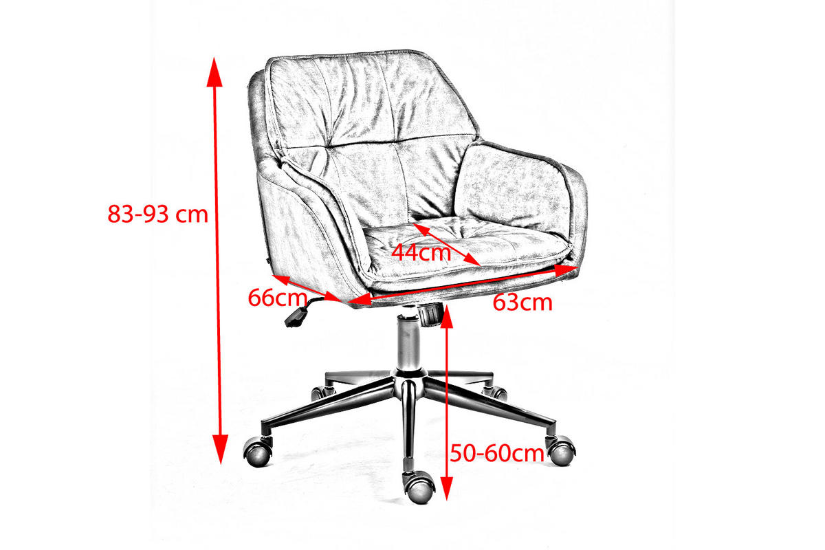 BÜROSTUHL TERRY Grau Velvet - Grau, Textil (63/83/66cm) - KAWOLA