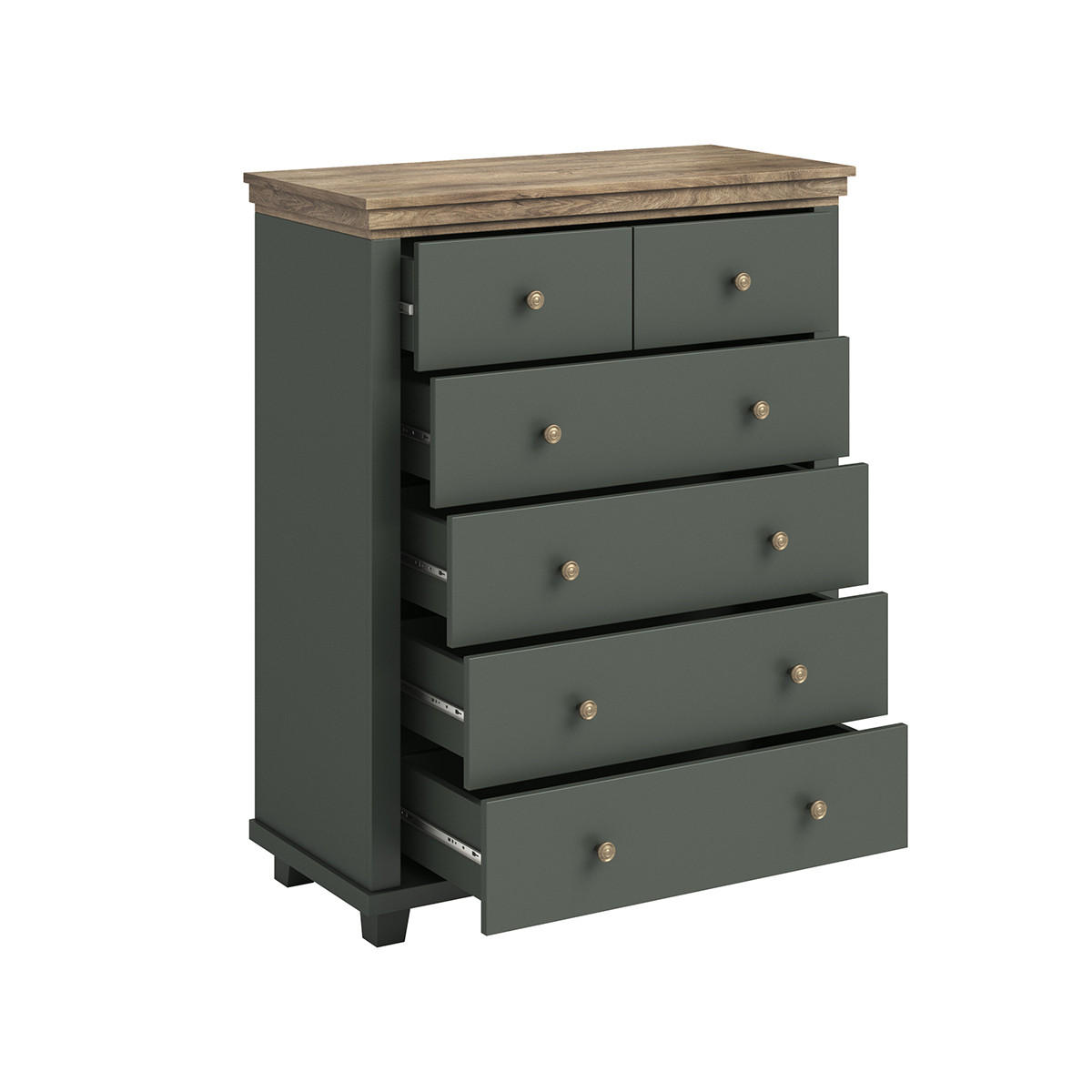 KOMMODE Martin Grün und Holz - Grün, Holzwerkstoff (90/112.5/42cm) - Petits-meubles