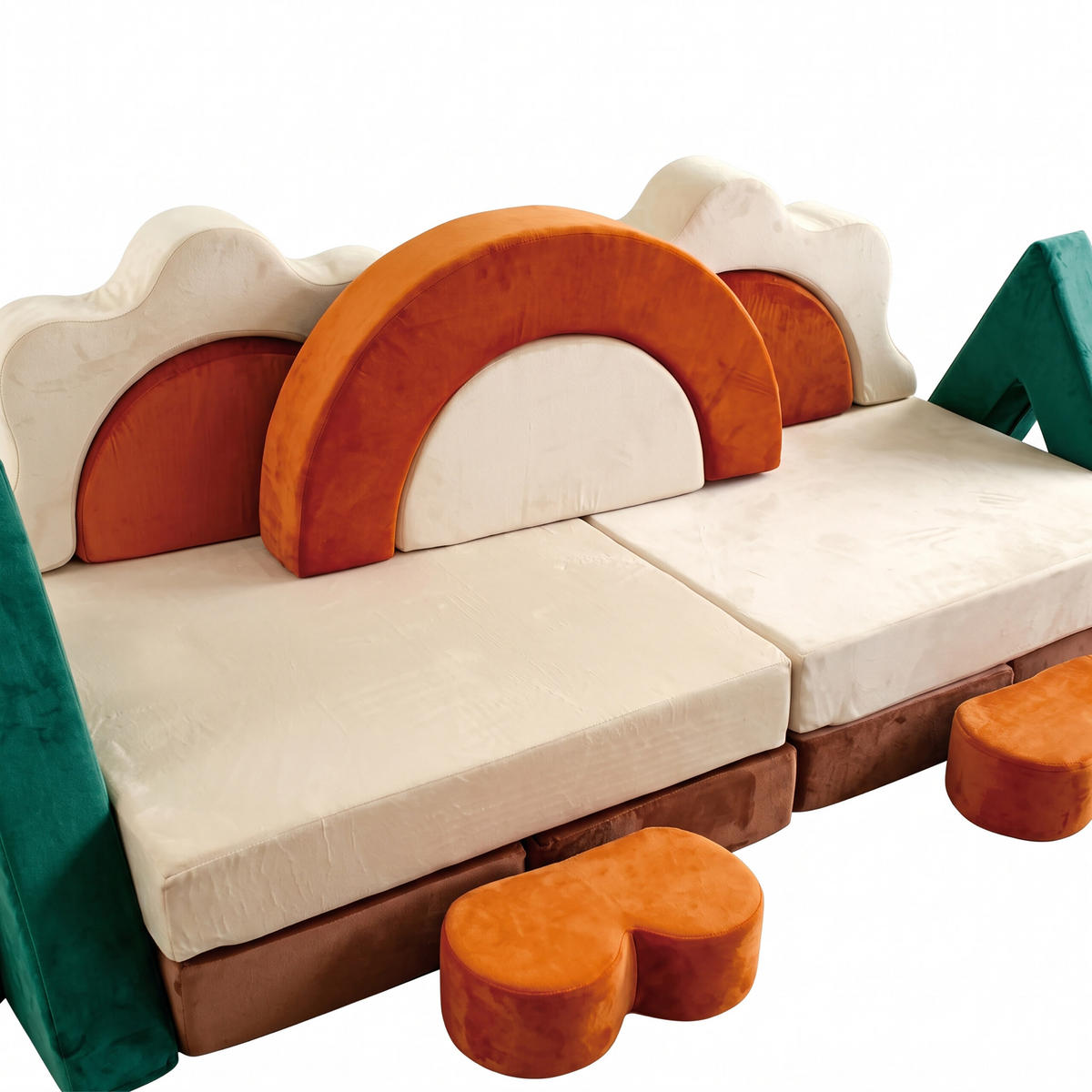 KINDERSPIELSOFA Bunt 18-tlg. modular - Multicolor, Kunststoff/Textil (194/53/66cm) - Relaxdays